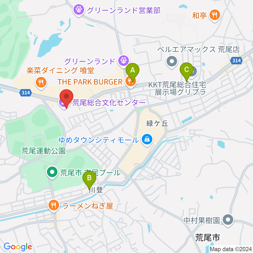 荒尾総合文化センター周辺のコンビニエンスストア一覧地図