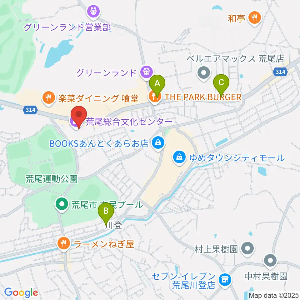 荒尾総合文化センター周辺のコンビニエンスストア一覧地図