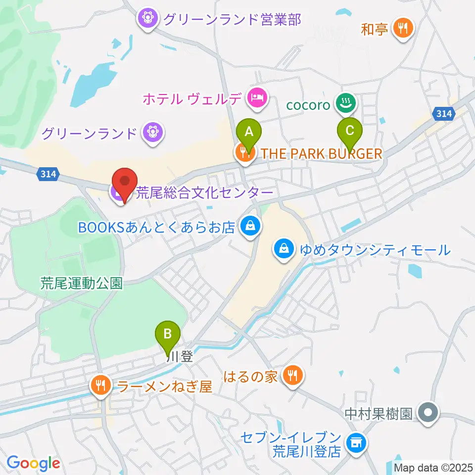 荒尾総合文化センター周辺のコンビニエンスストア一覧地図