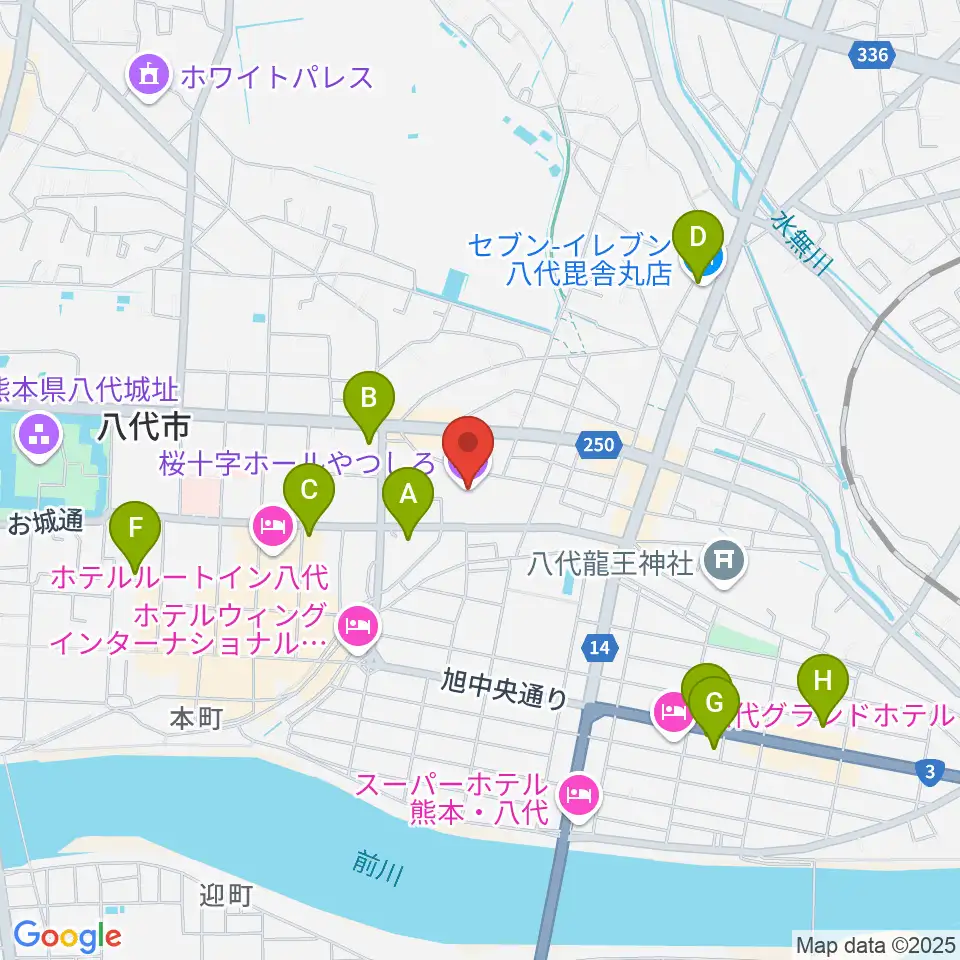 桜十字ホールやつしろ周辺のコンビニエンスストア一覧地図