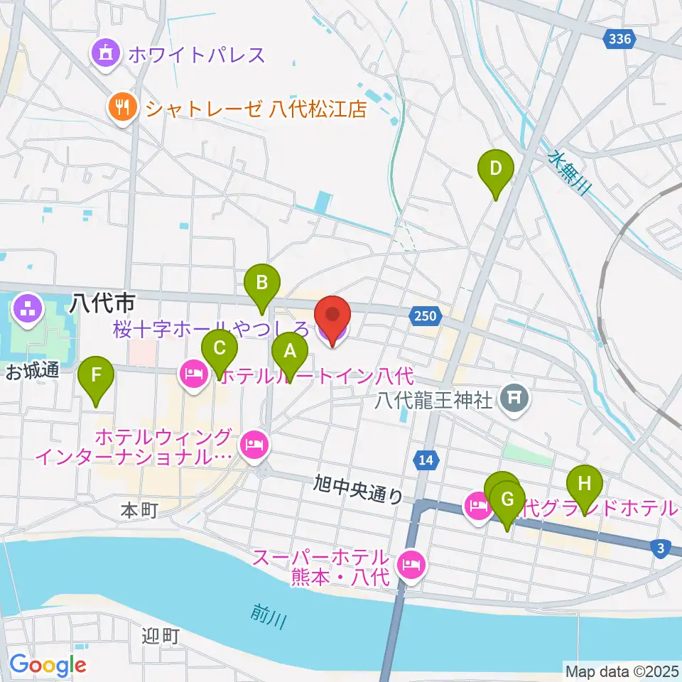 桜十字ホールやつしろ周辺のコンビニエンスストア一覧地図