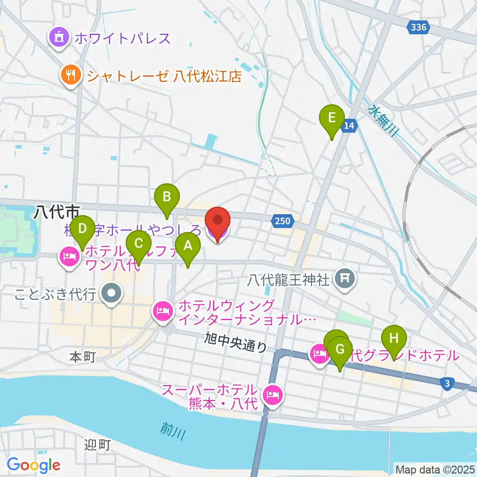 桜十字ホールやつしろ周辺のコンビニエンスストア一覧地図