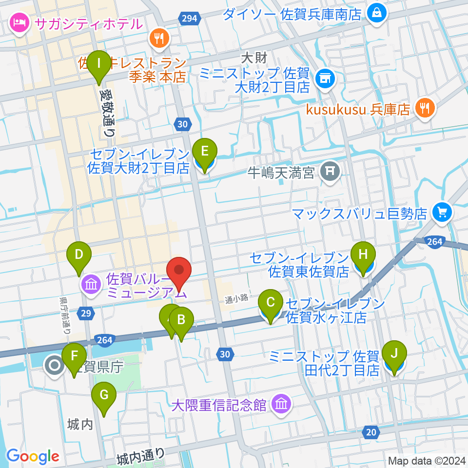 佐賀RAG・G周辺のコンビニエンスストア一覧地図