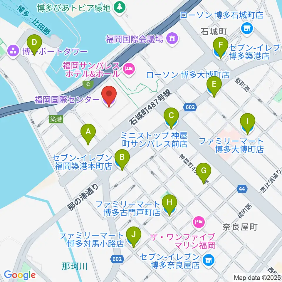 福岡国際センター周辺のコンビニエンスストア一覧地図
