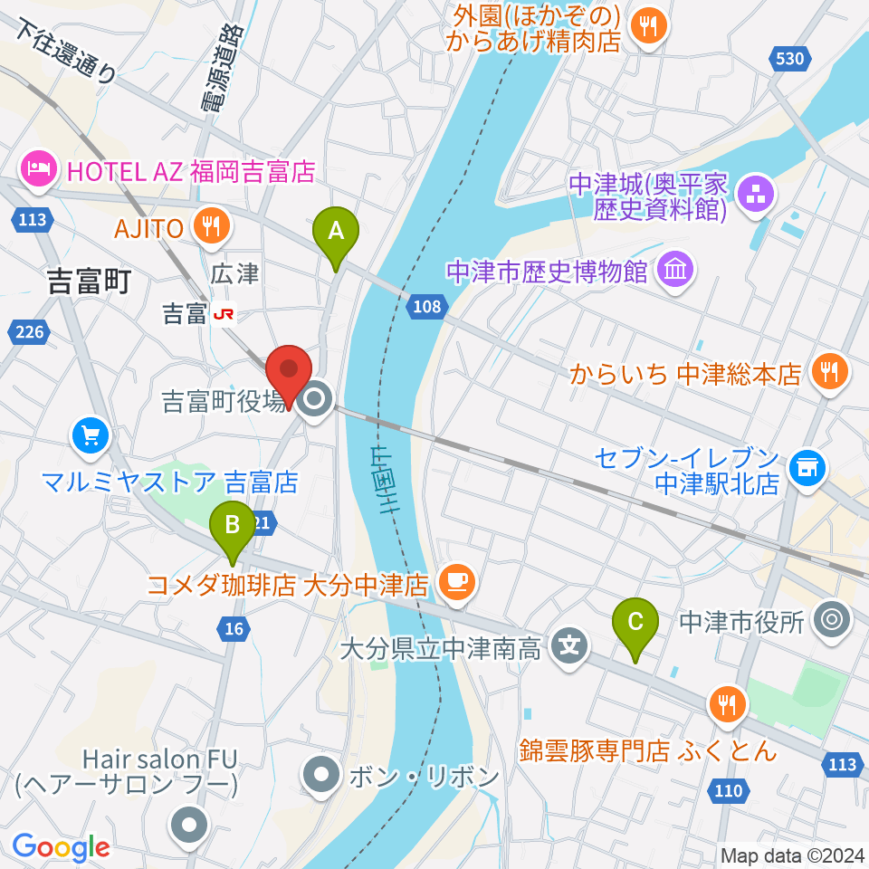 吉富フォーユー会館周辺のコンビニエンスストア一覧地図