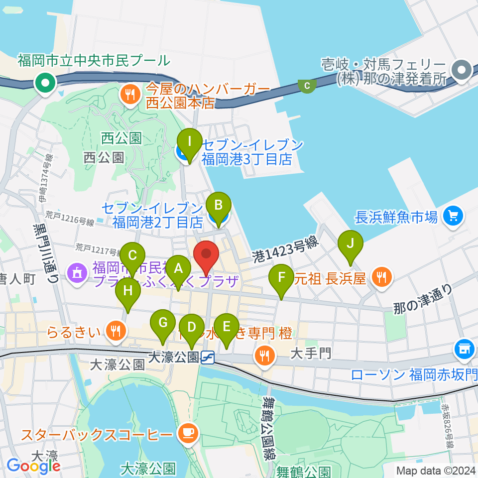 福岡PEACE周辺のコンビニエンスストア一覧地図