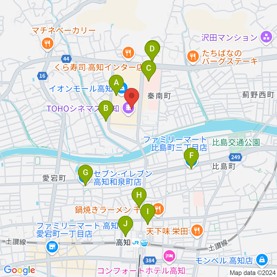 高知ライラホール周辺のコンビニエンスストア一覧地図