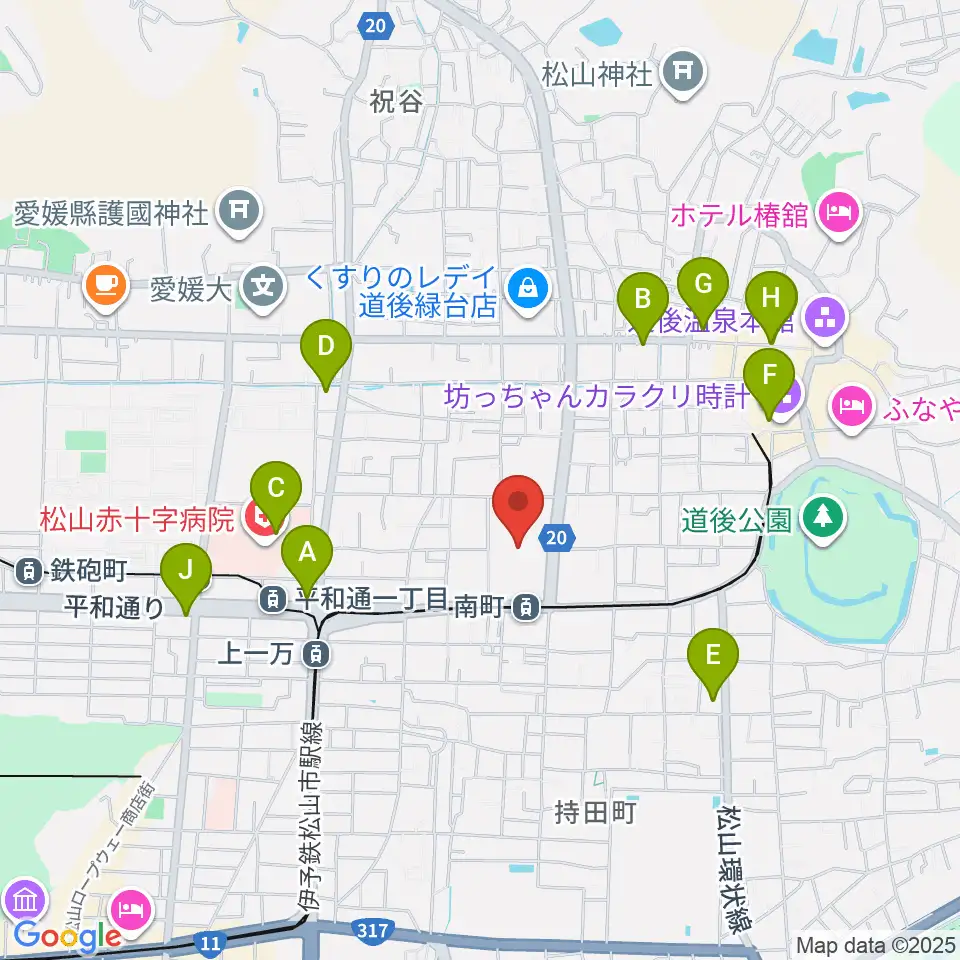 愛媛県県民文化会館周辺のコンビニエンスストア一覧地図
