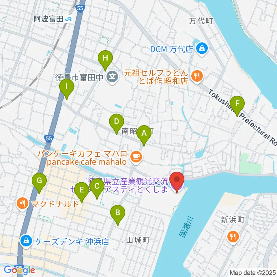 アスティとくしま周辺のコンビニエンスストア一覧地図