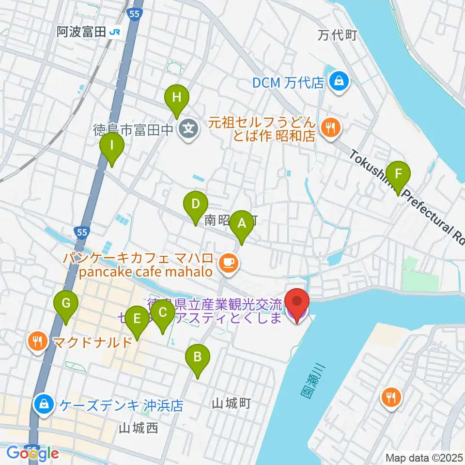 アスティとくしま周辺のコンビニエンスストア一覧地図
