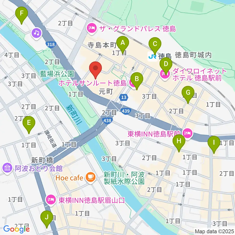 徳島市シビックセンター周辺のコンビニエンスストア一覧地図