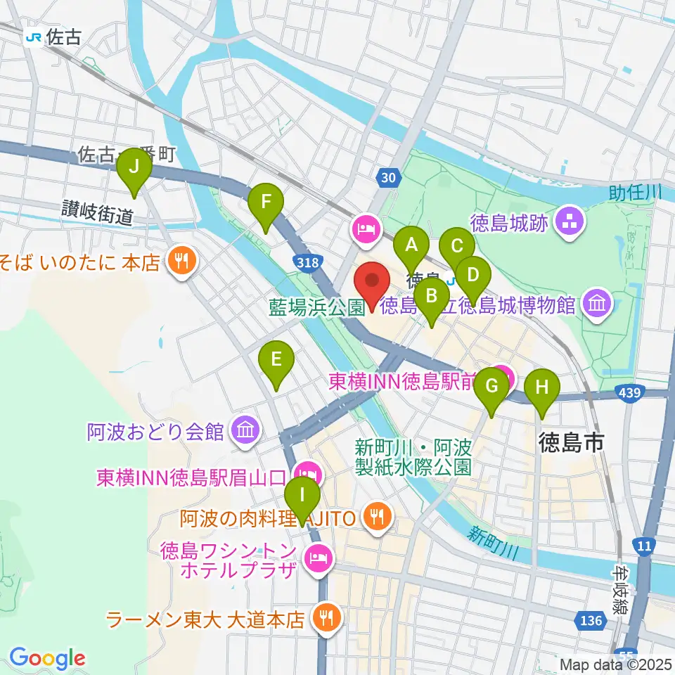 徳島市シビックセンター周辺のコンビニエンスストア一覧地図