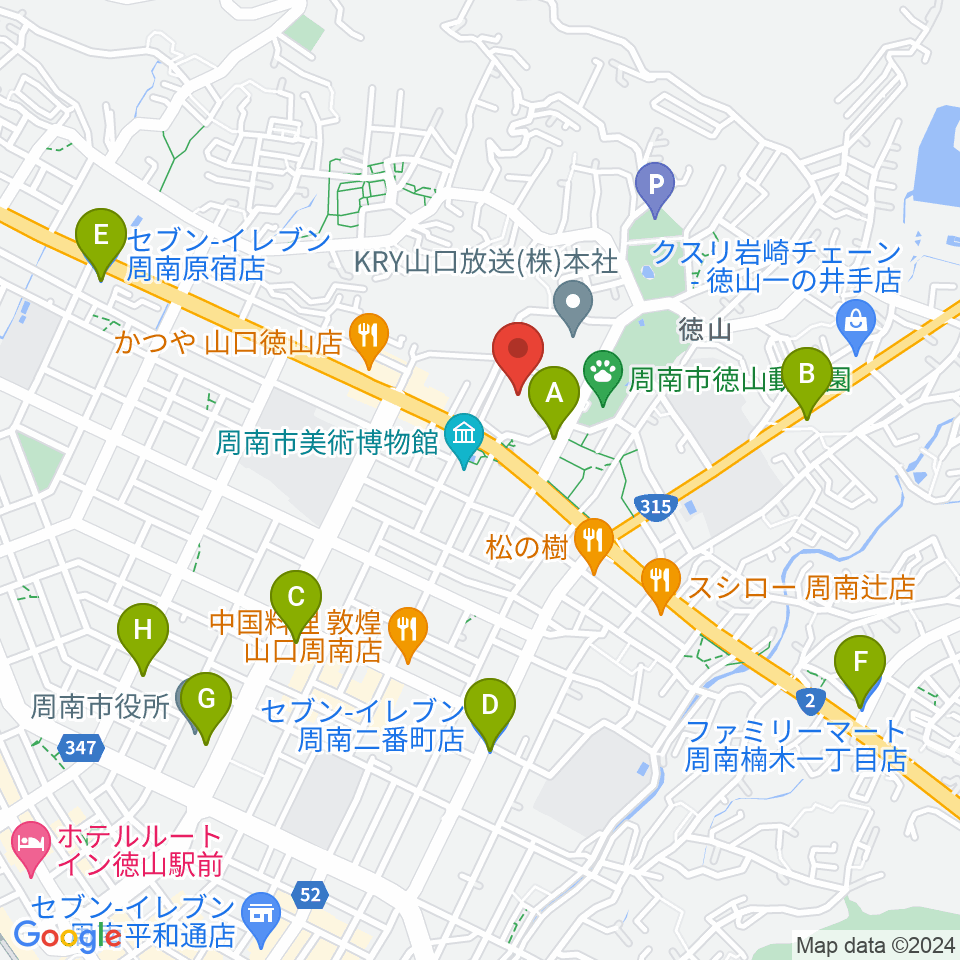 周南市文化会館周辺のコンビニエンスストア一覧地図