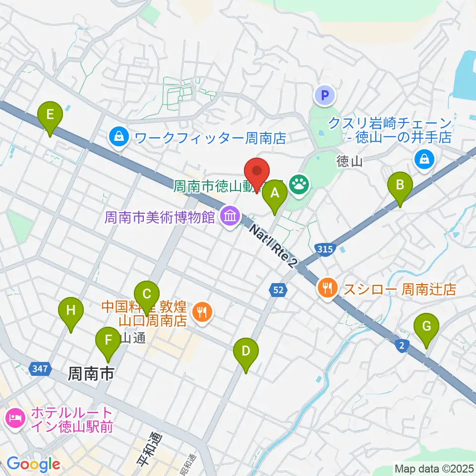 周南市文化会館周辺のコンビニエンスストア一覧地図
