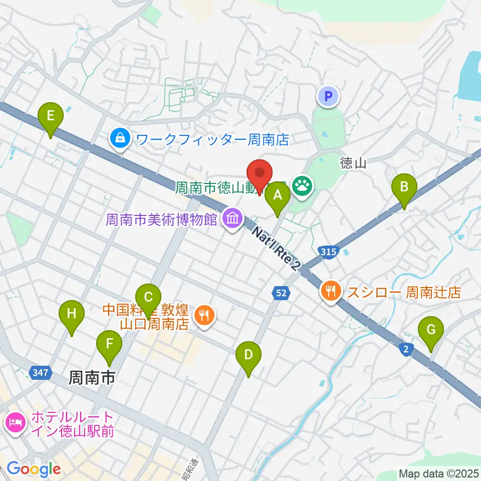 周南市文化会館周辺のコンビニエンスストア一覧地図