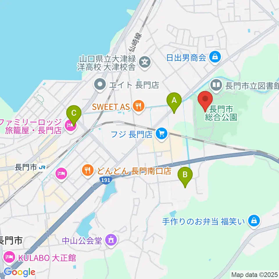 山口県立劇場 ルネッサながと周辺のコンビニエンスストア一覧地図