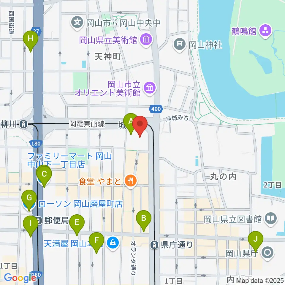 岡山シンフォニーホール周辺のコンビニエンスストア一覧地図