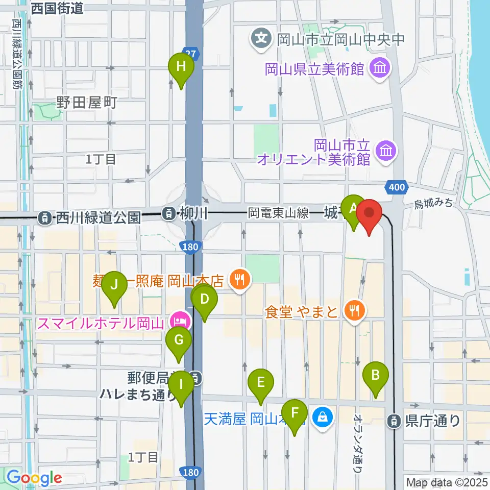岡山シンフォニーホール周辺のコンビニエンスストア一覧地図