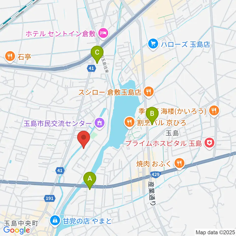 倉敷市玉島文化センター周辺のコンビニエンスストア一覧地図