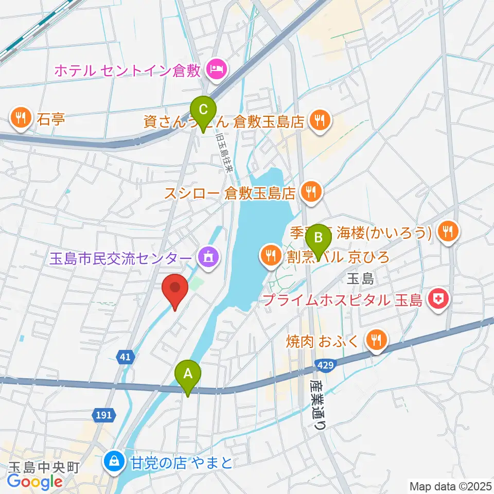 倉敷市玉島文化センター周辺のコンビニエンスストア一覧地図