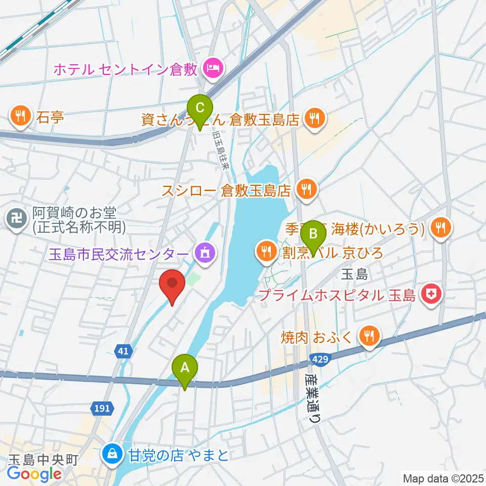 倉敷市玉島文化センター周辺のコンビニエンスストア一覧地図