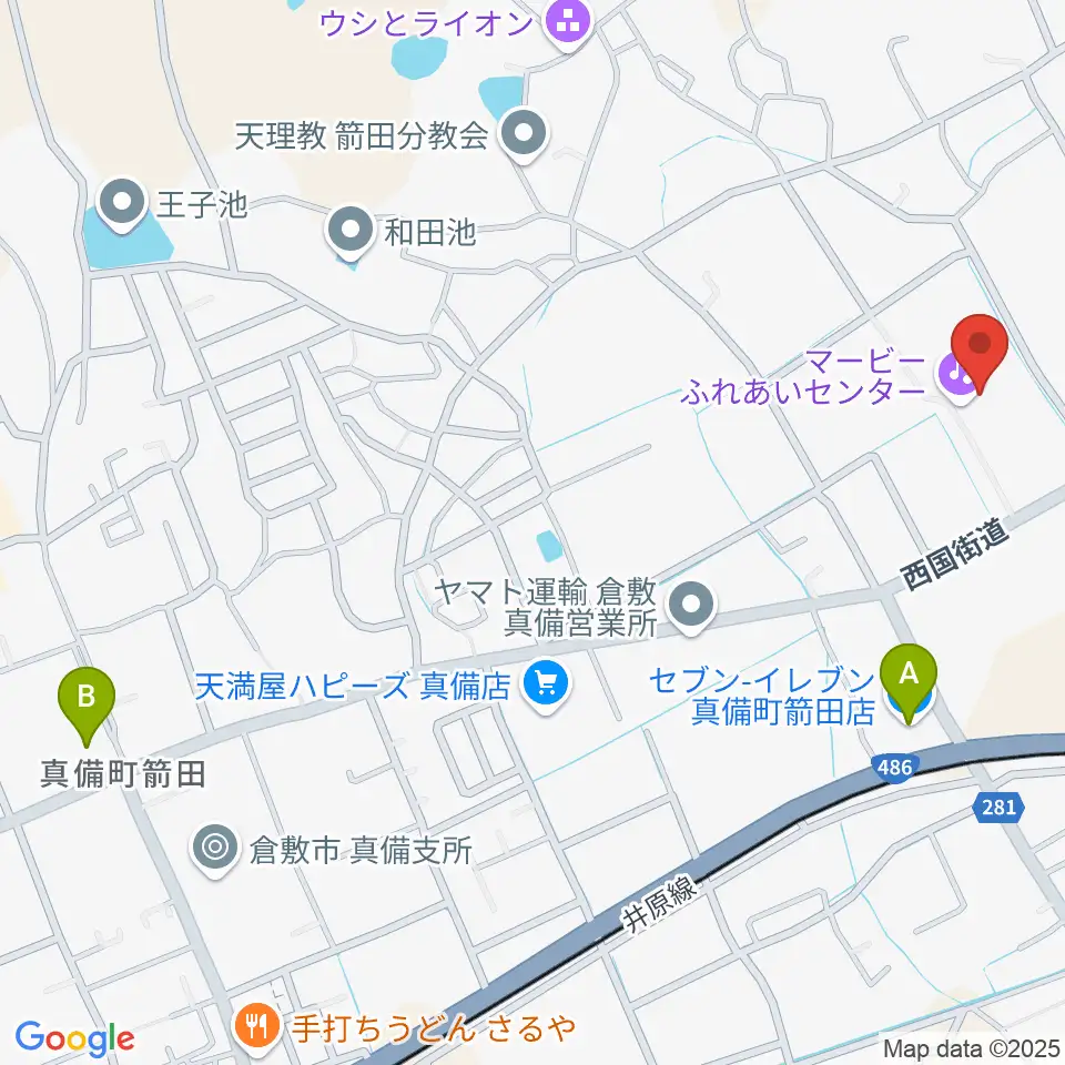マービーふれあいセンター周辺のコンビニエンスストア一覧地図