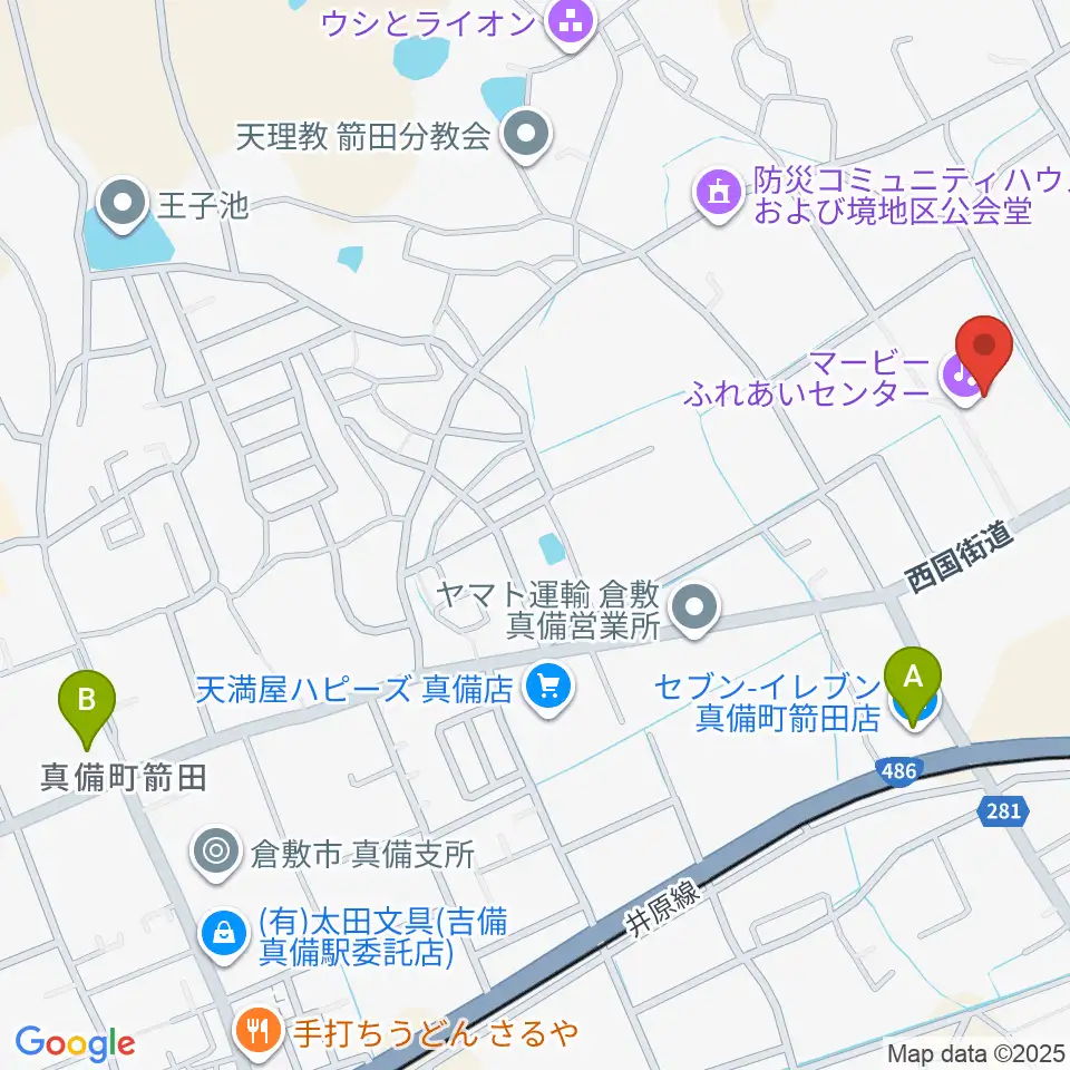 マービーふれあいセンター周辺のコンビニエンスストア一覧地図