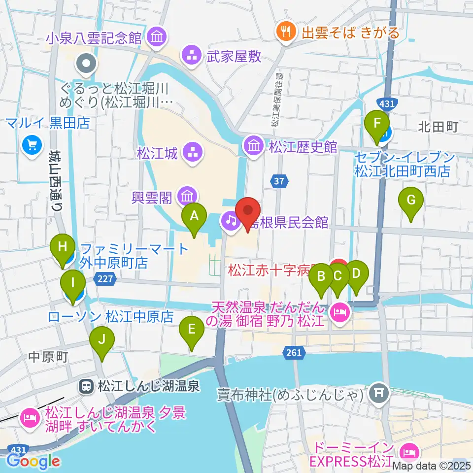 島根県民会館周辺のコンビニエンスストア一覧地図