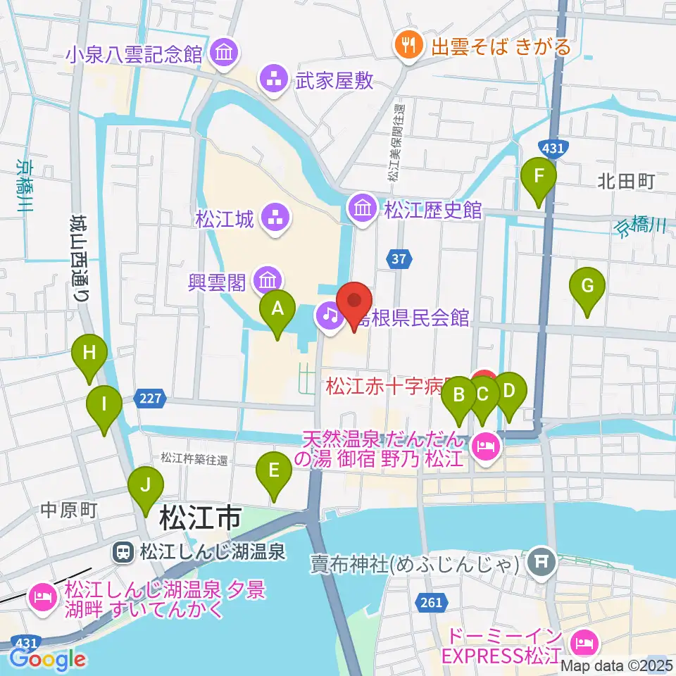 島根県民会館周辺のコンビニエンスストア一覧地図
