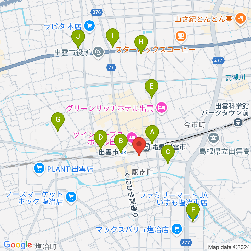 ビッグハート出雲周辺のコンビニエンスストア一覧地図