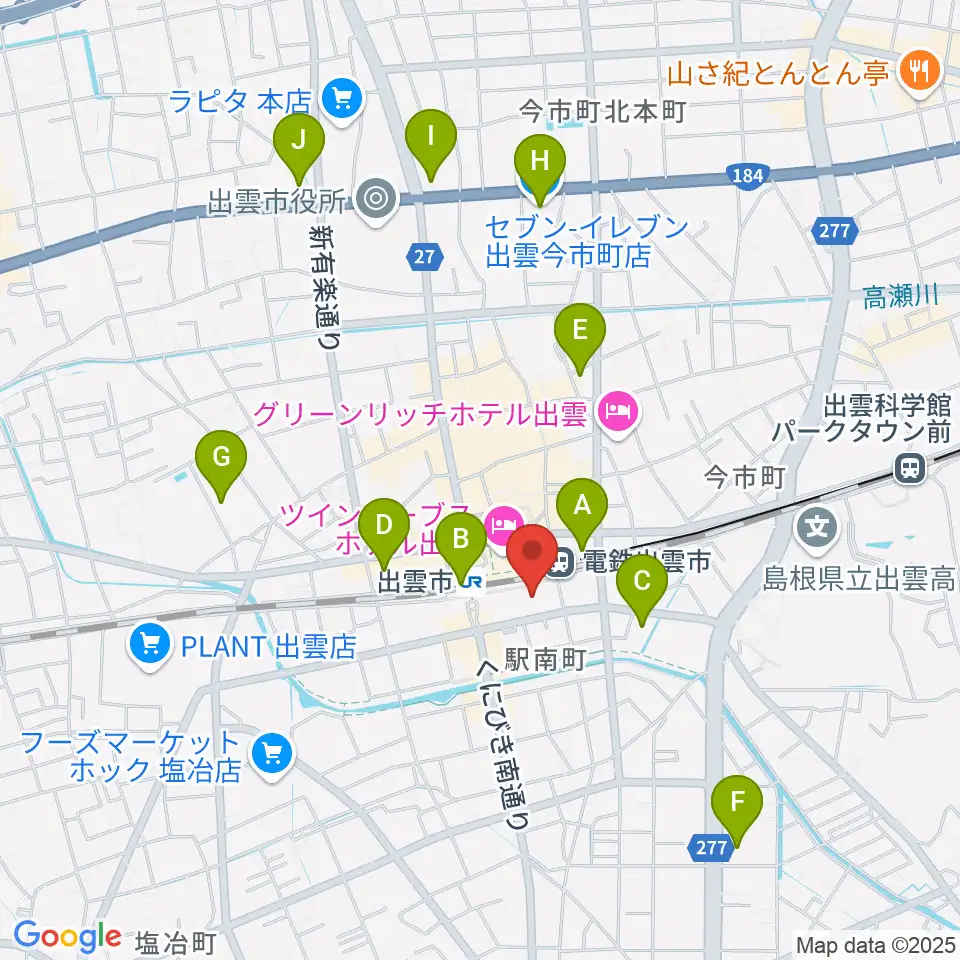 ビッグハート出雲周辺のコンビニエンスストア一覧地図
