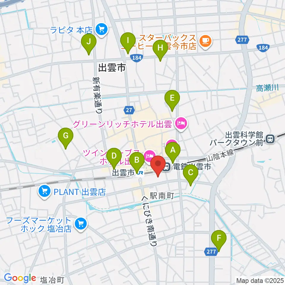 ビッグハート出雲周辺のコンビニエンスストア一覧地図