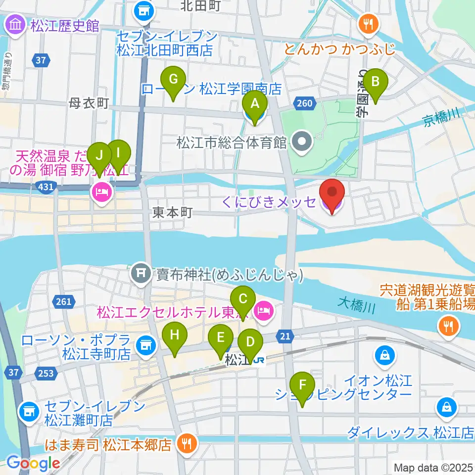 くにびきメッセ周辺のコンビニエンスストア一覧地図