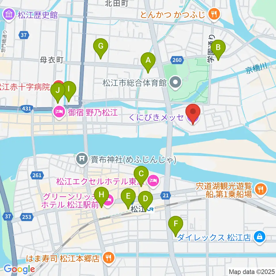 くにびきメッセ周辺のコンビニエンスストア一覧地図