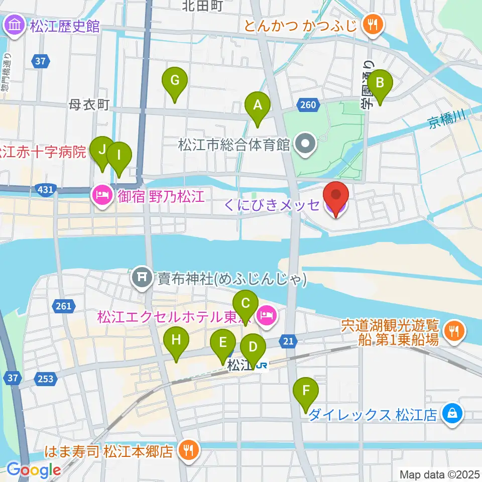 くにびきメッセ周辺のコンビニエンスストア一覧地図