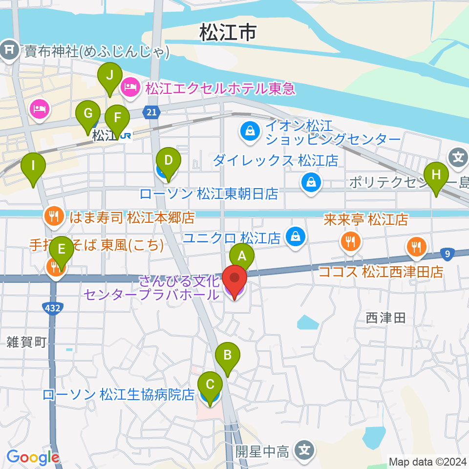 さんびる文化センタープラバホール周辺のコンビニエンスストア一覧地図