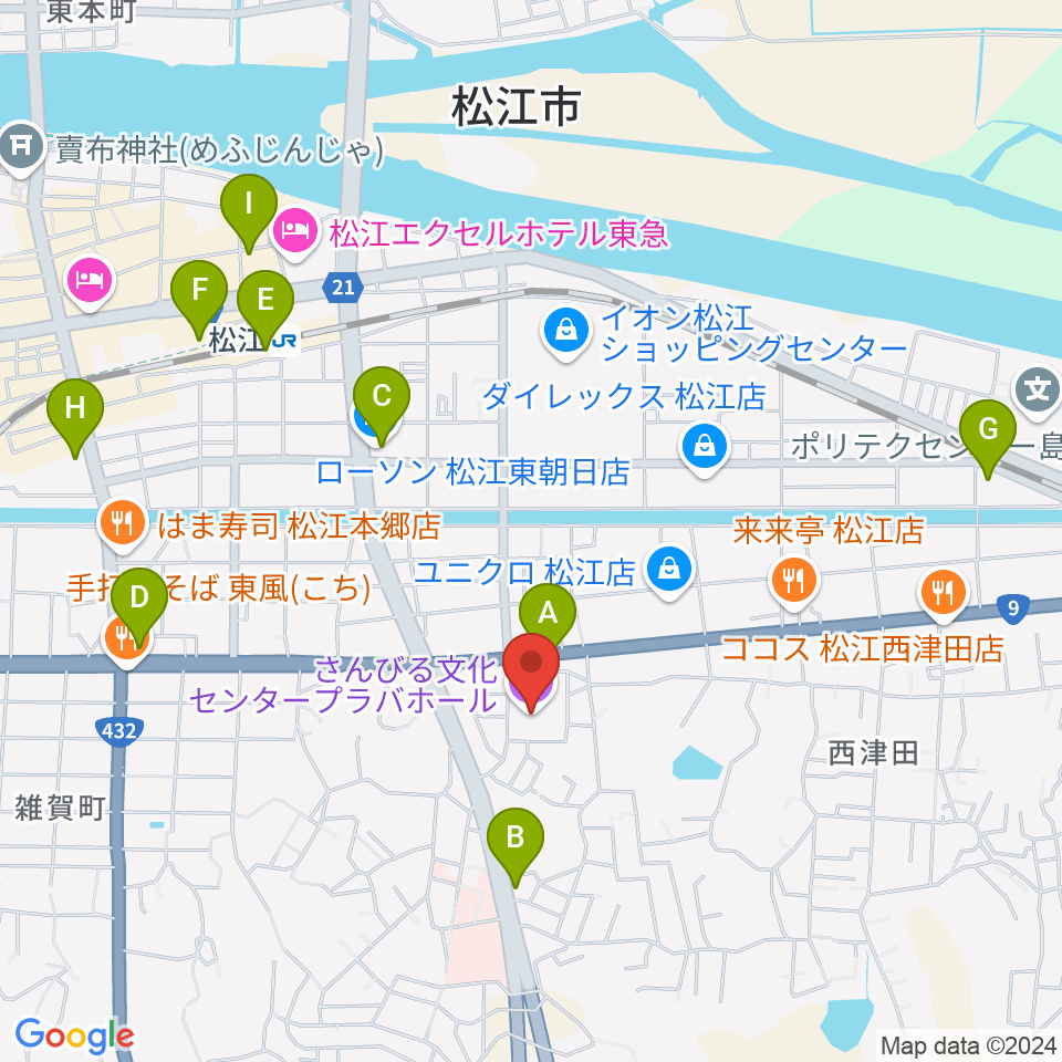 さんびる文化センタープラバホール周辺のコンビニエンスストア一覧地図