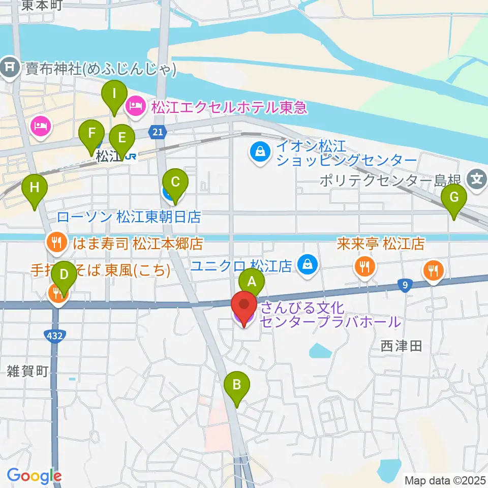 さんびる文化センタープラバホール周辺のコンビニエンスストア一覧地図