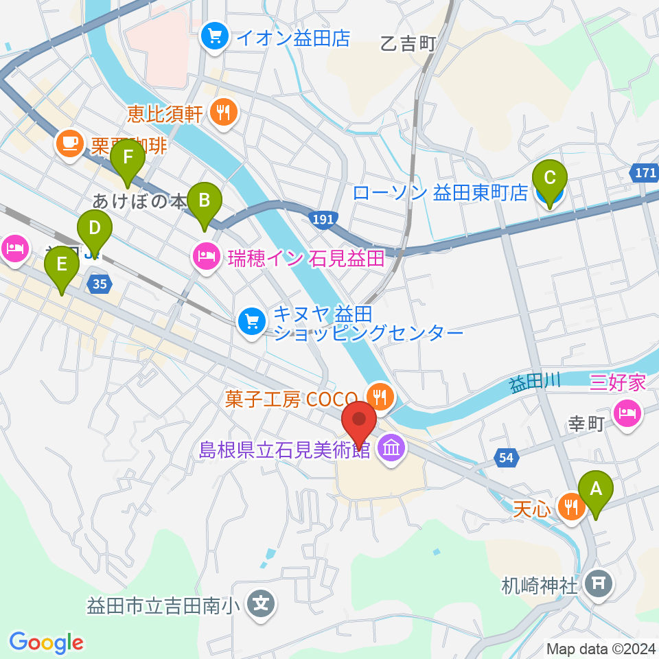 島根県立いわみ芸術劇場グラントワ周辺のコンビニエンスストア一覧地図