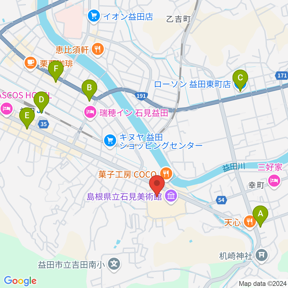 島根県立いわみ芸術劇場グラントワ周辺のコンビニエンスストア一覧地図