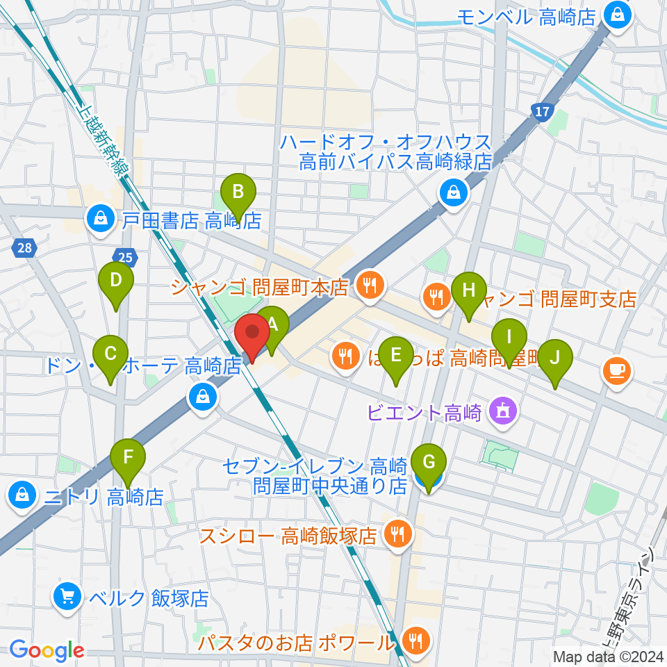 高崎シューベルトサロン周辺のコンビニエンスストア一覧地図