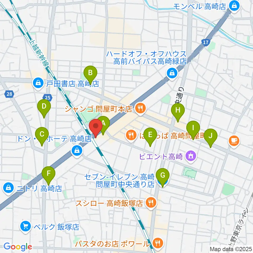 高崎シューベルトサロン周辺のコンビニエンスストア一覧地図