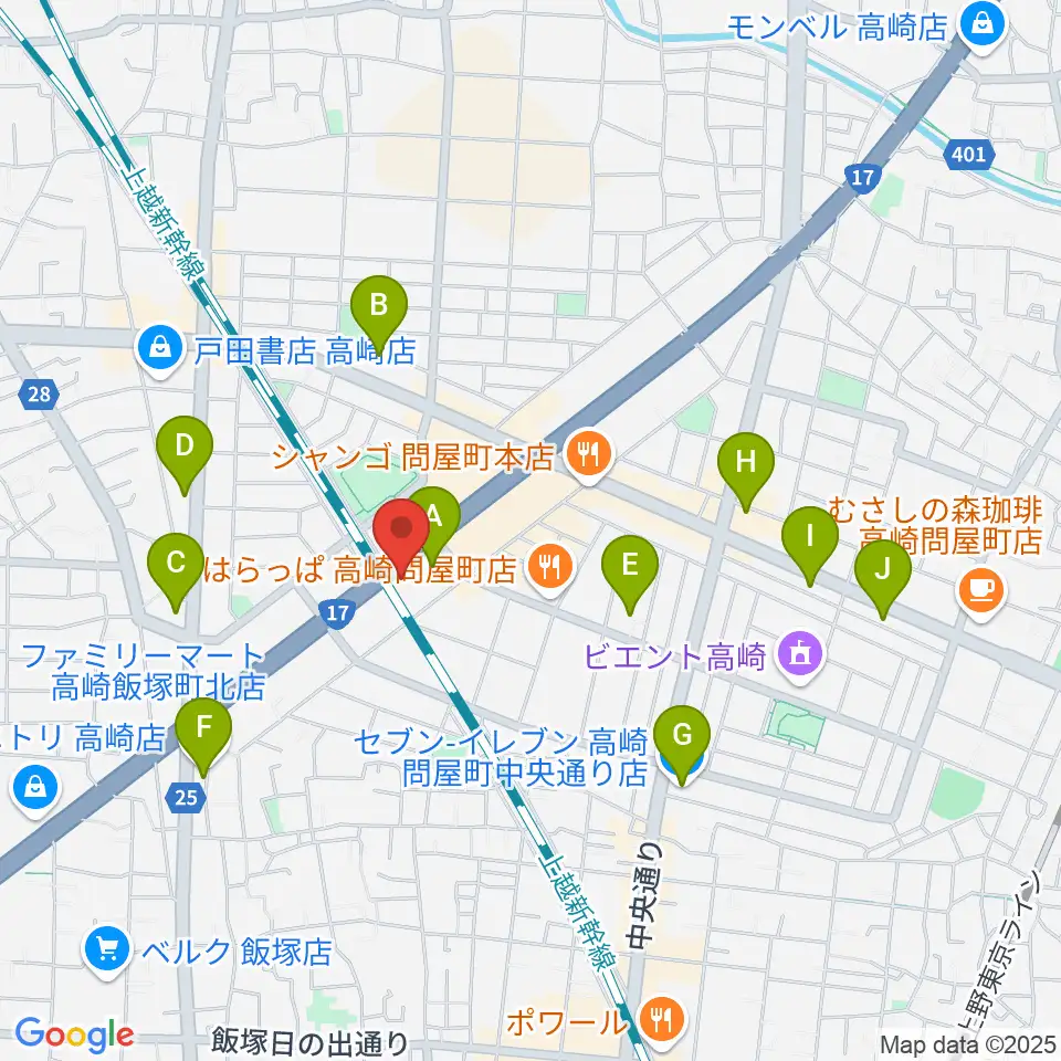 高崎シューベルトサロン周辺のコンビニエンスストア一覧地図