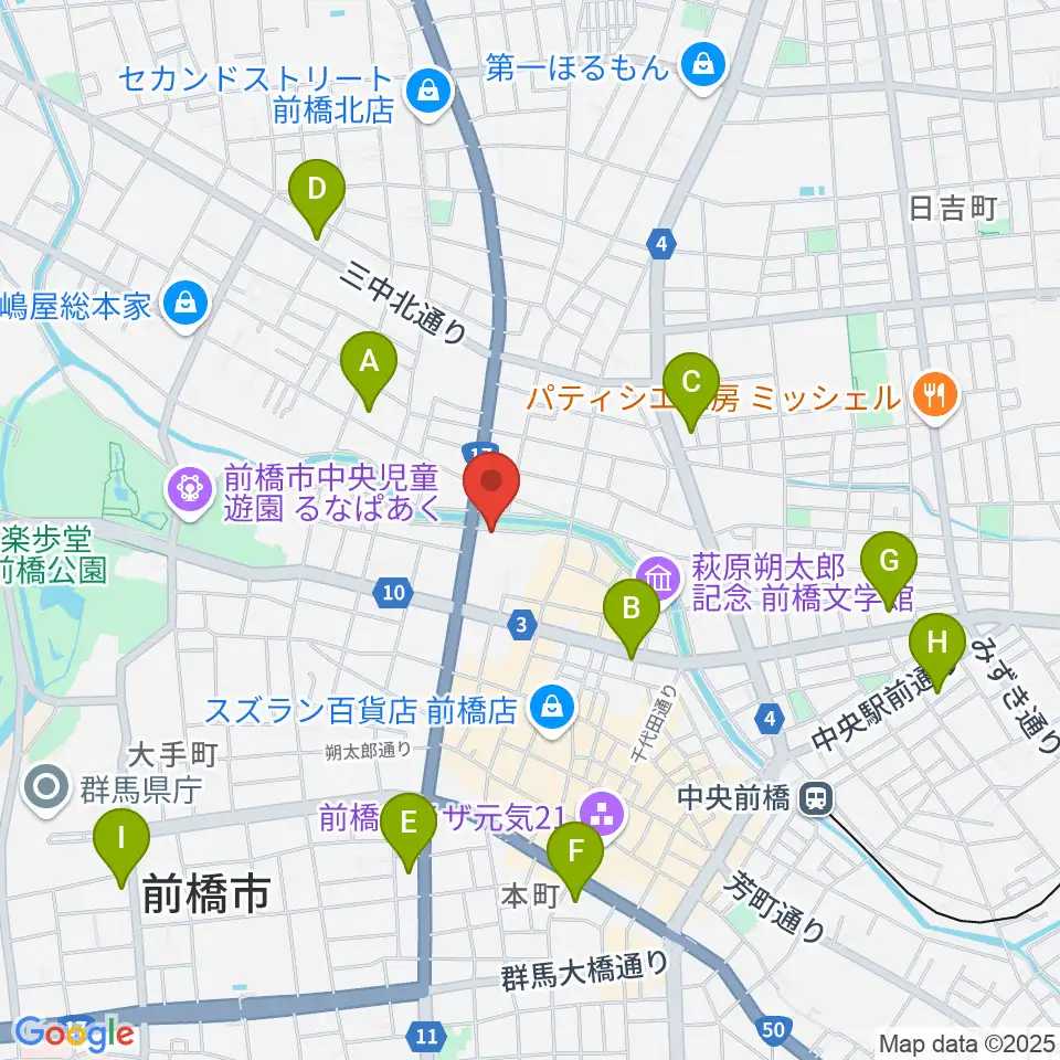シューベルトサロン前橋周辺のコンビニエンスストア一覧地図