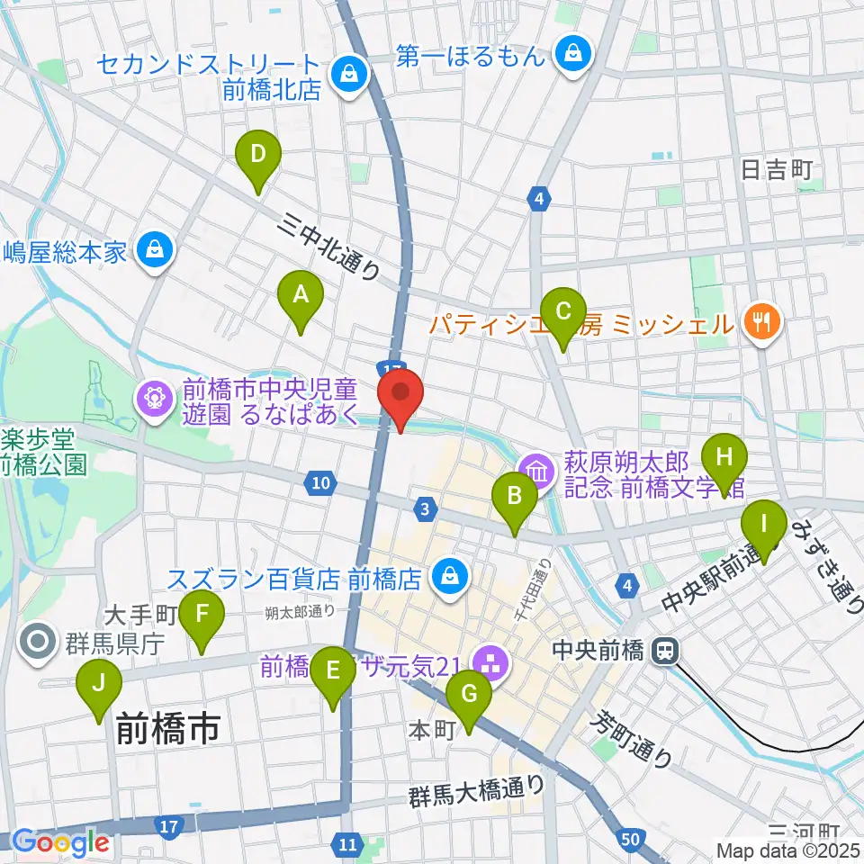 シューベルトサロン前橋周辺のコンビニエンスストア一覧地図
