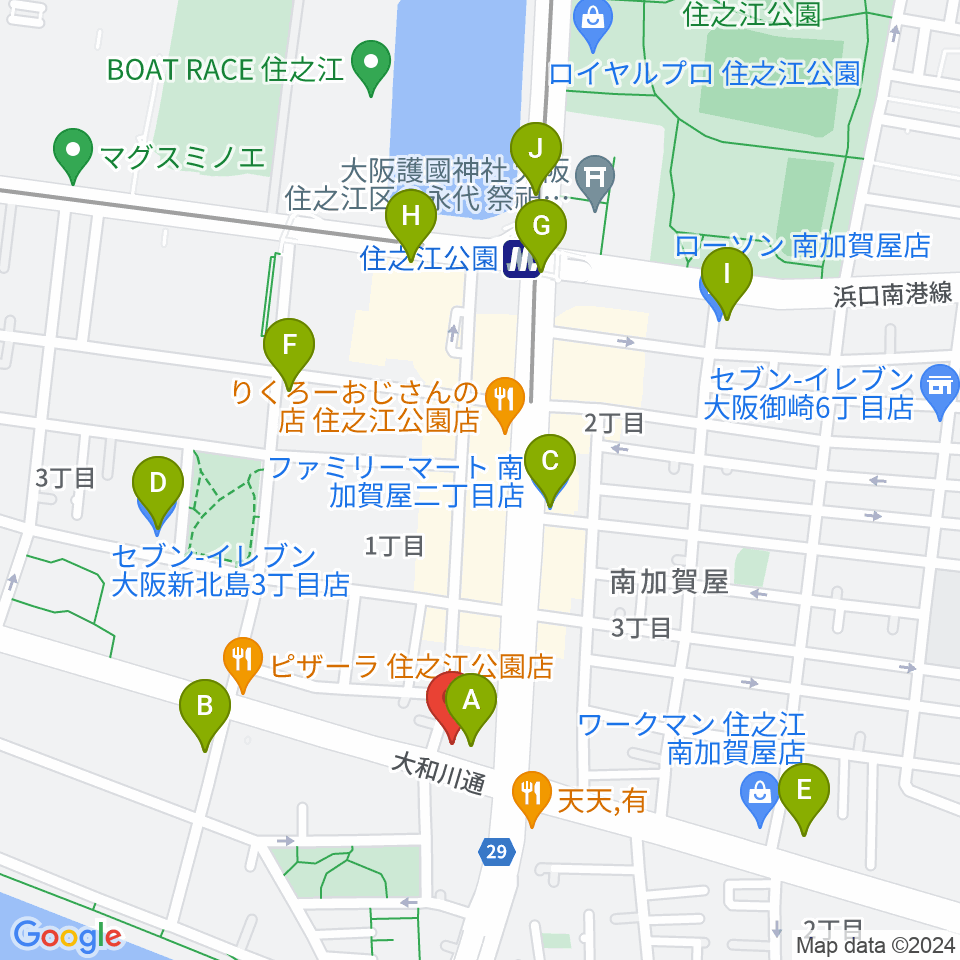 住之江スタジオ周辺のコンビニエンスストア一覧地図