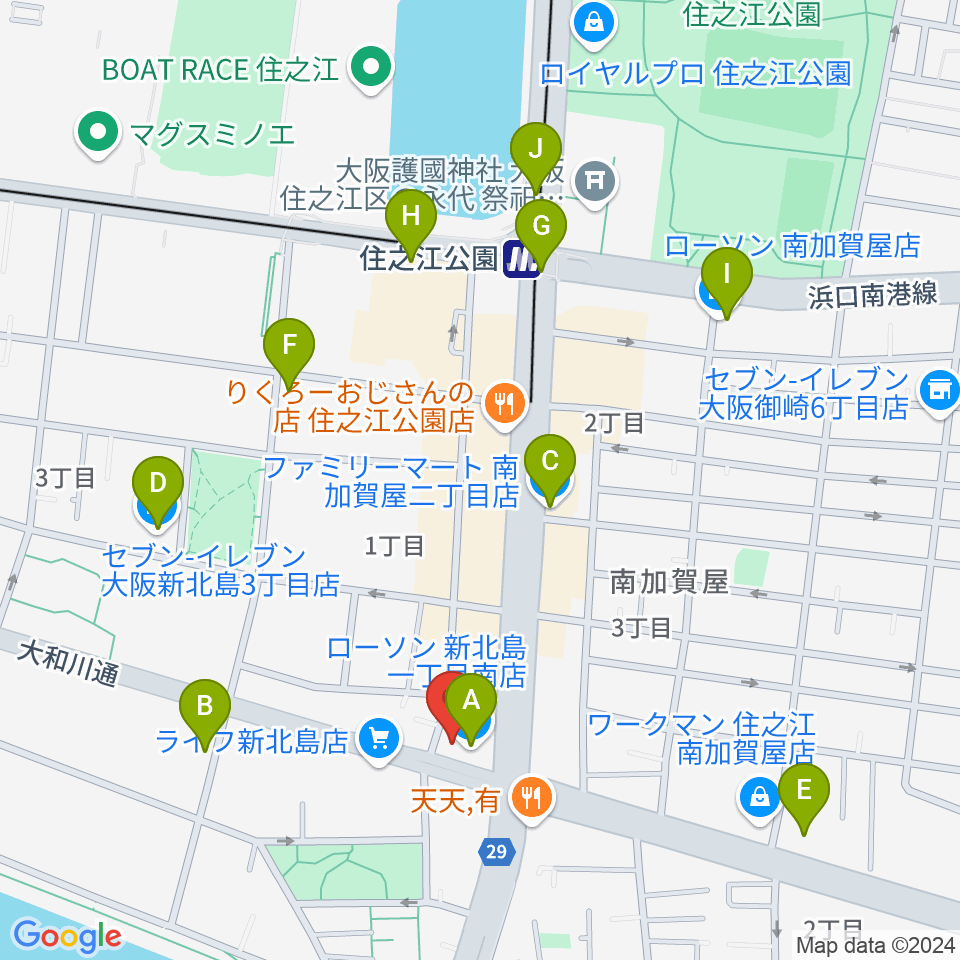 住之江スタジオ周辺のコンビニエンスストア一覧地図