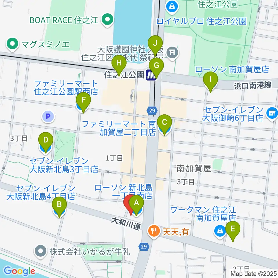 住之江スタジオ周辺のコンビニエンスストア一覧地図