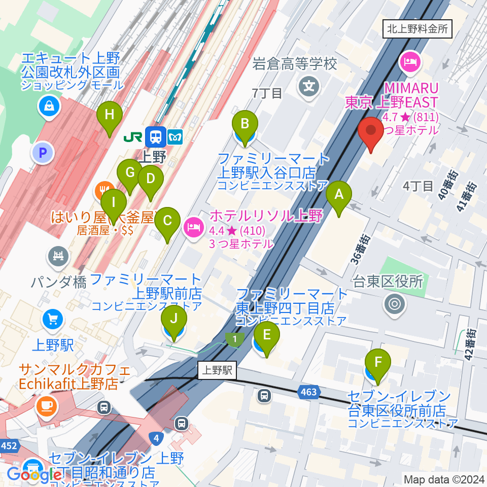 スタジオアンサンブル周辺のコンビニエンスストア一覧地図