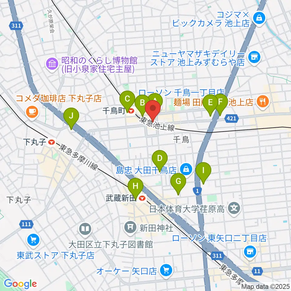 シティーバード音楽スタジオ周辺のコンビニエンスストア一覧地図